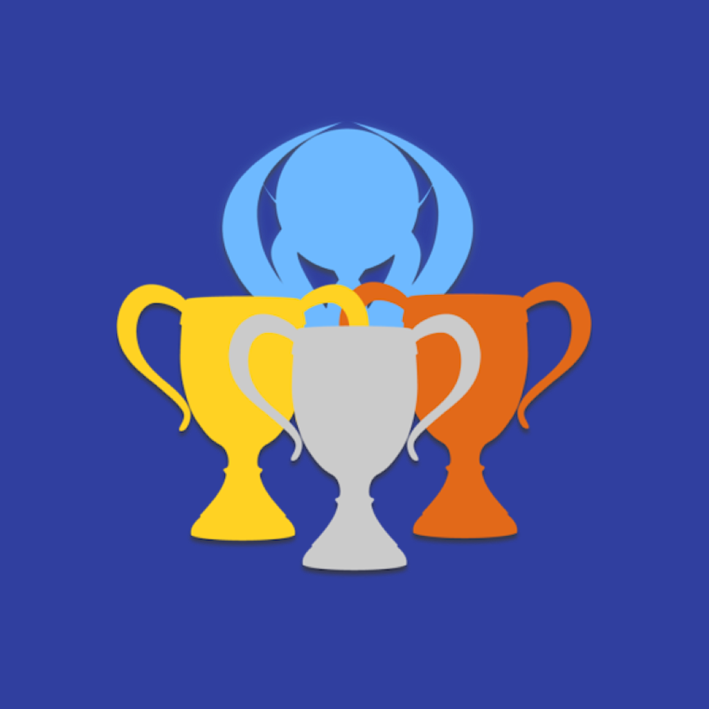 The PS Trophies icon: gold, silver and bronze trophy cups in front of a platinum one, on deep blue.